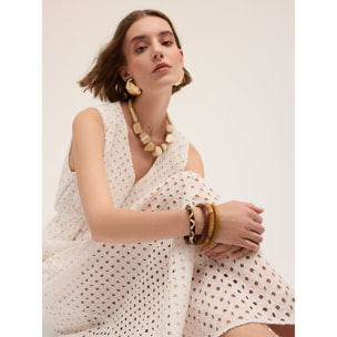 Motivi - Vestido largo de bordado inglés - Blanco