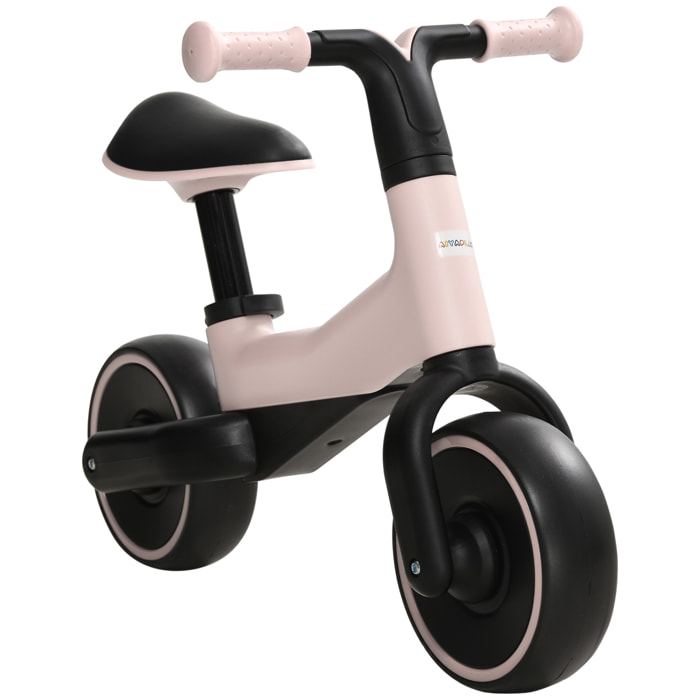 Bicicleta sin Pedales para Niños de +18 Meses Triciclo Infantil para Bebé con Sillín Ajustable en 30-36,5 cm Ruedas de Ø19 cm Carga 25 kg 66,5x34x46,5 cm Rosa