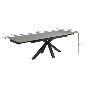 Table extensible céramique gris laqué 180/260cm - 8 piètements - UNIK
