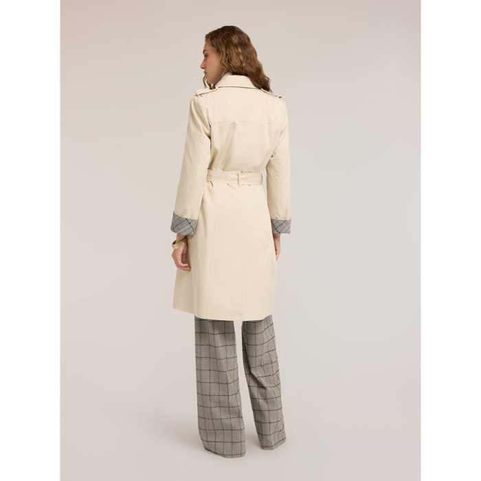 Motivi - Trench cinturato doppiopetto misto cotone - Beige