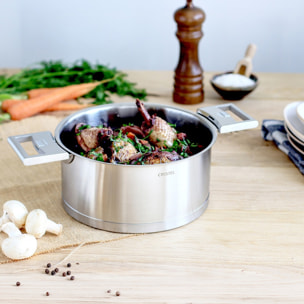 Faitout inox brossé à poignée amovible