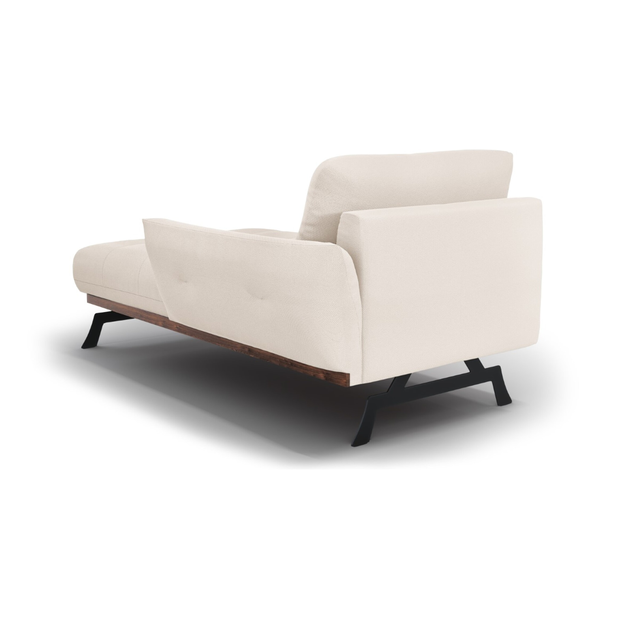 Méridienne droite "Olivier" en tissu structurel beige clair