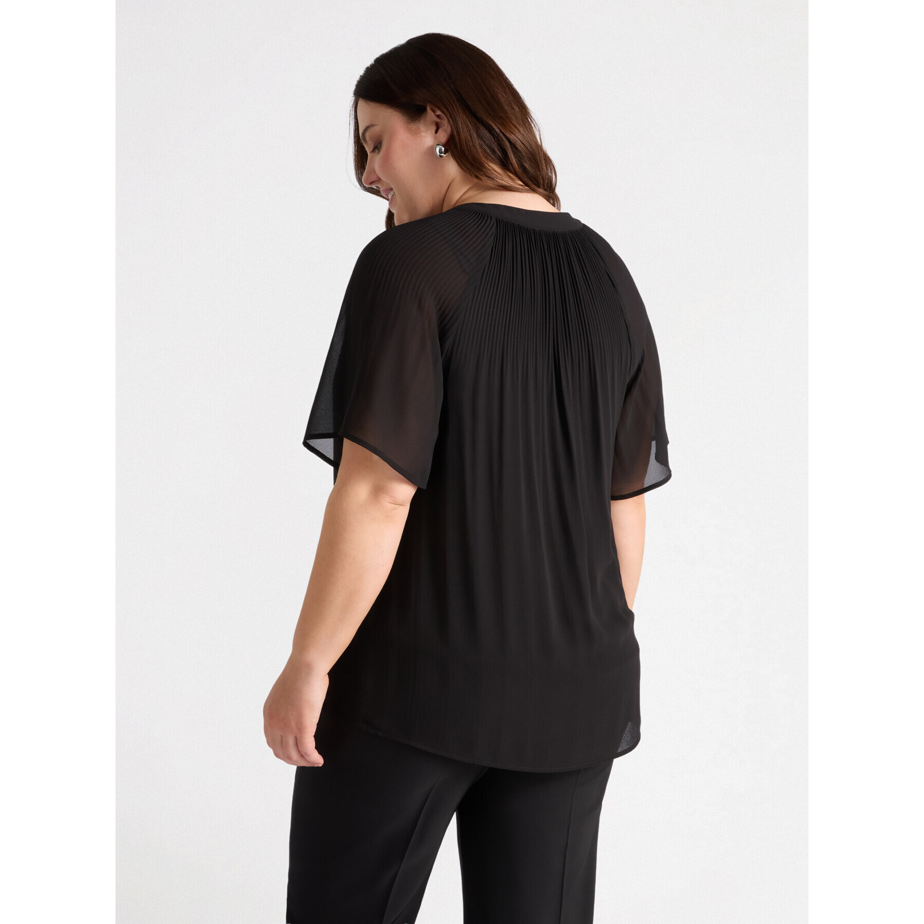 Fiorella Rubino - Blusa plisada con escote de pico - Negro