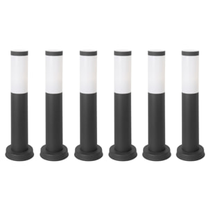 Koral (6uds) Baliza Exterior para Jardín Resistente al Agua IP55. Bolardo de Acero Inoxidable Gris Urbano 23W
