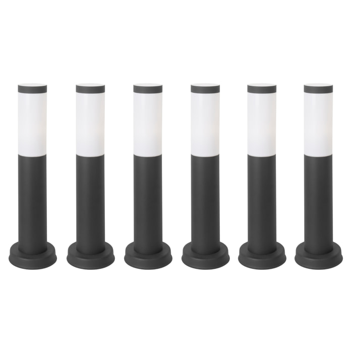 Koral (6uds) Baliza Exterior para Jardín Resistente al Agua IP55. Bolardo de Acero Inoxidable Gris Urbano 23W