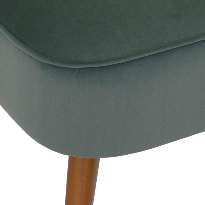 Fauteuil "Naova" - velours - pieds imitation bois - vert céladon