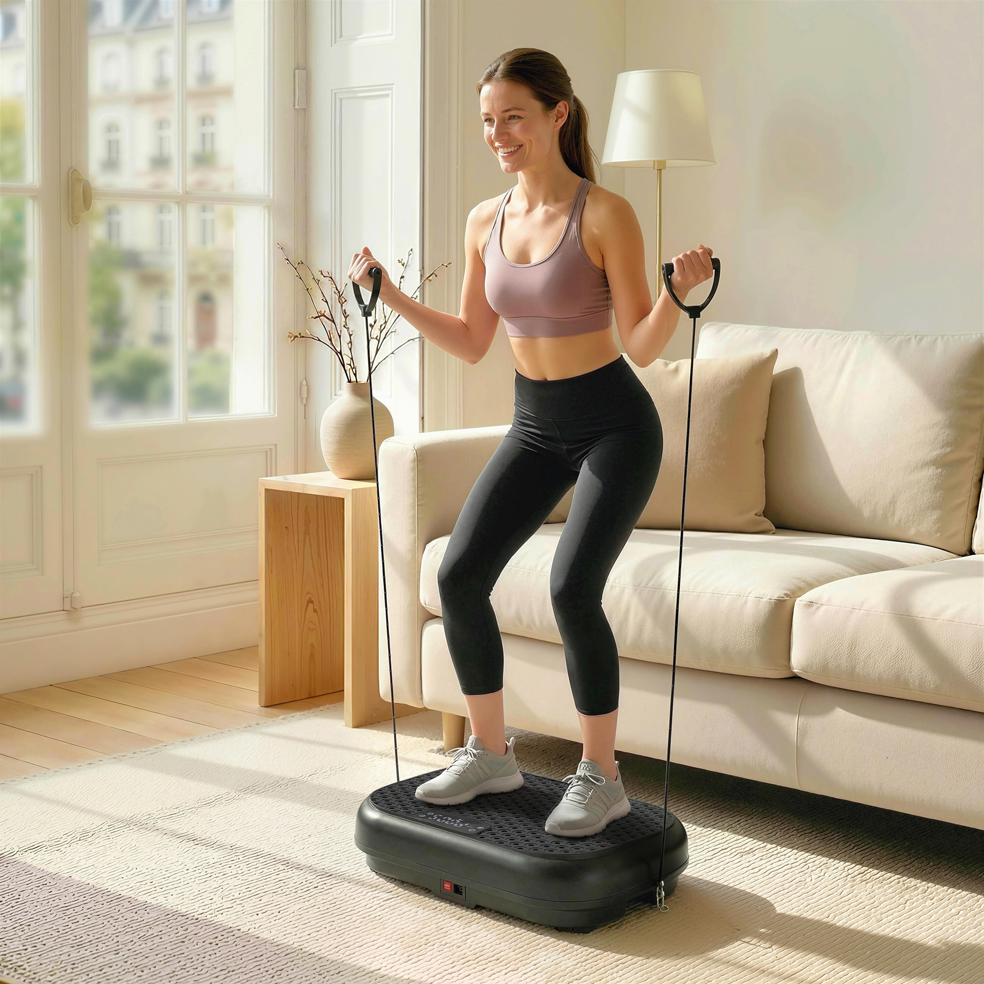 Plateforme vibrante fitness 200W 120 vitesses 5 prog. noir