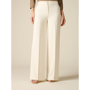 Oltre - Pantaloni palazzo in tessuto crêpe - Bianco