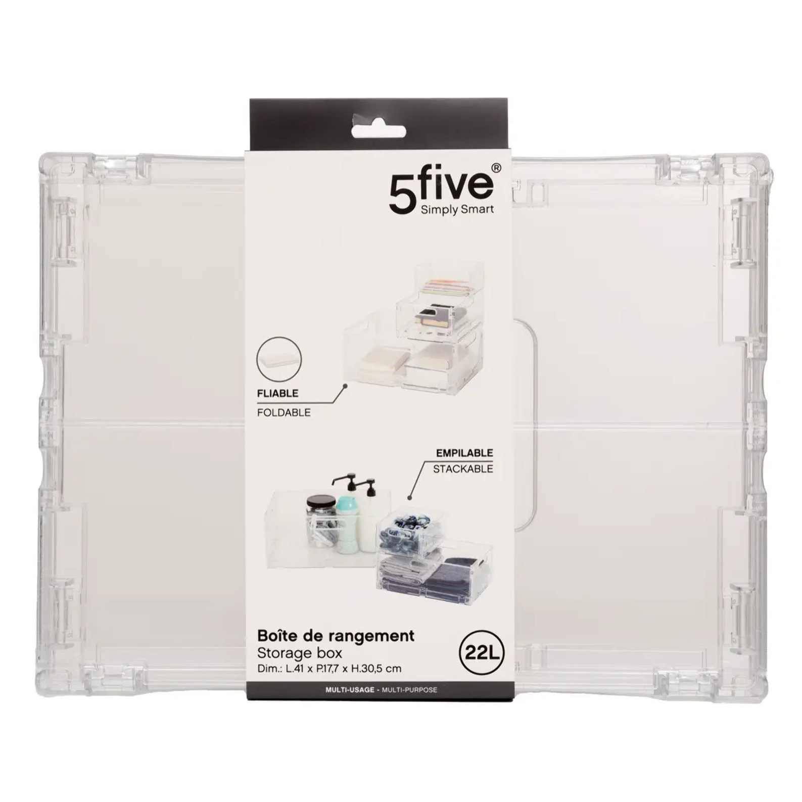 Boîte de rangement "Fold n Box" pliable et empilable beige 22L