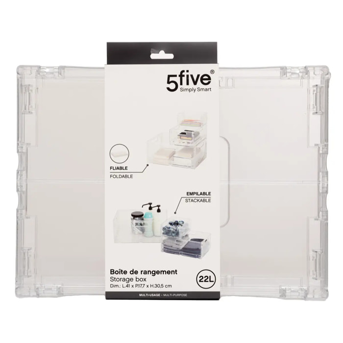 Boîte de rangement "Fold n Box" pliable et empilable beige 22L