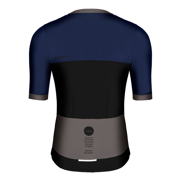 Camiseta ciclista hombre manga corta color negro/azul