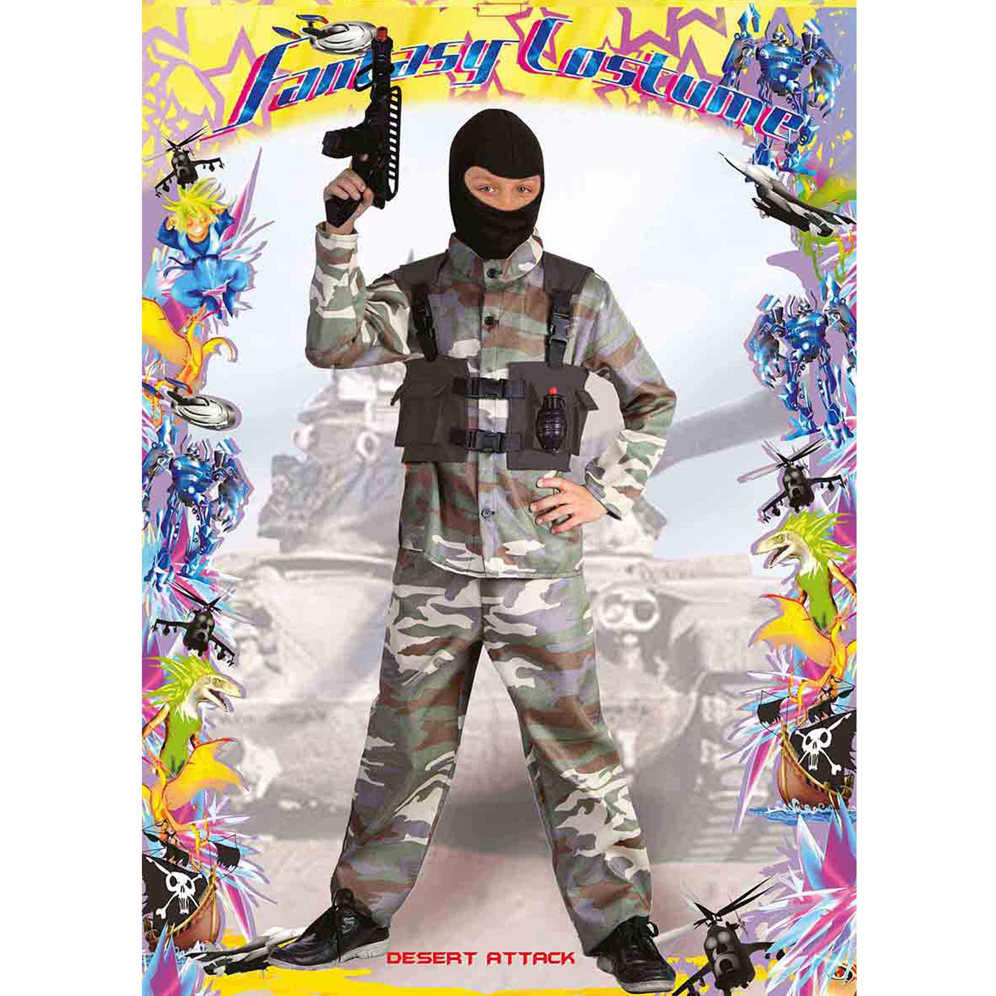 Costume Carnevale Militare Desert Attack Con Kit Armi Bambino