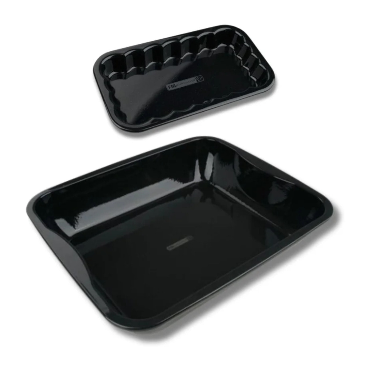 Lot de 2 plats de cuisson en acier émaillé 40 x 34 cm et 21 x 12 cm FM Professional Barbecue