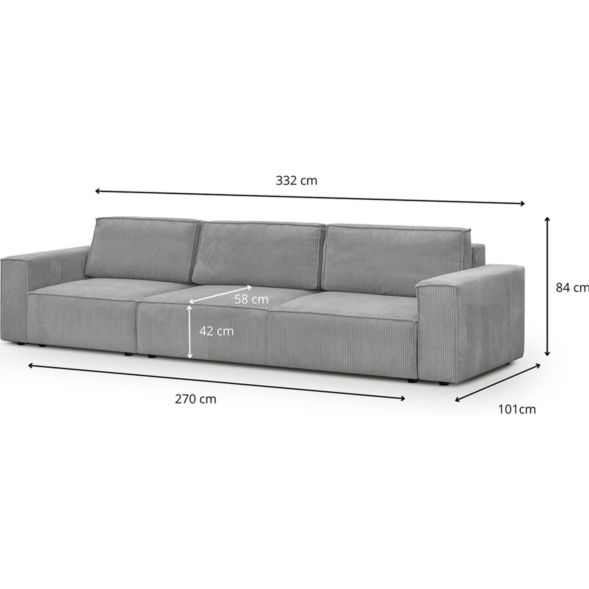 Canapé modulable 5 places en velours côtelé - Harper Mod