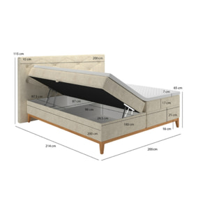 Lit boxspring complet avec 2 coffres 160x200cm - LAUSANNE