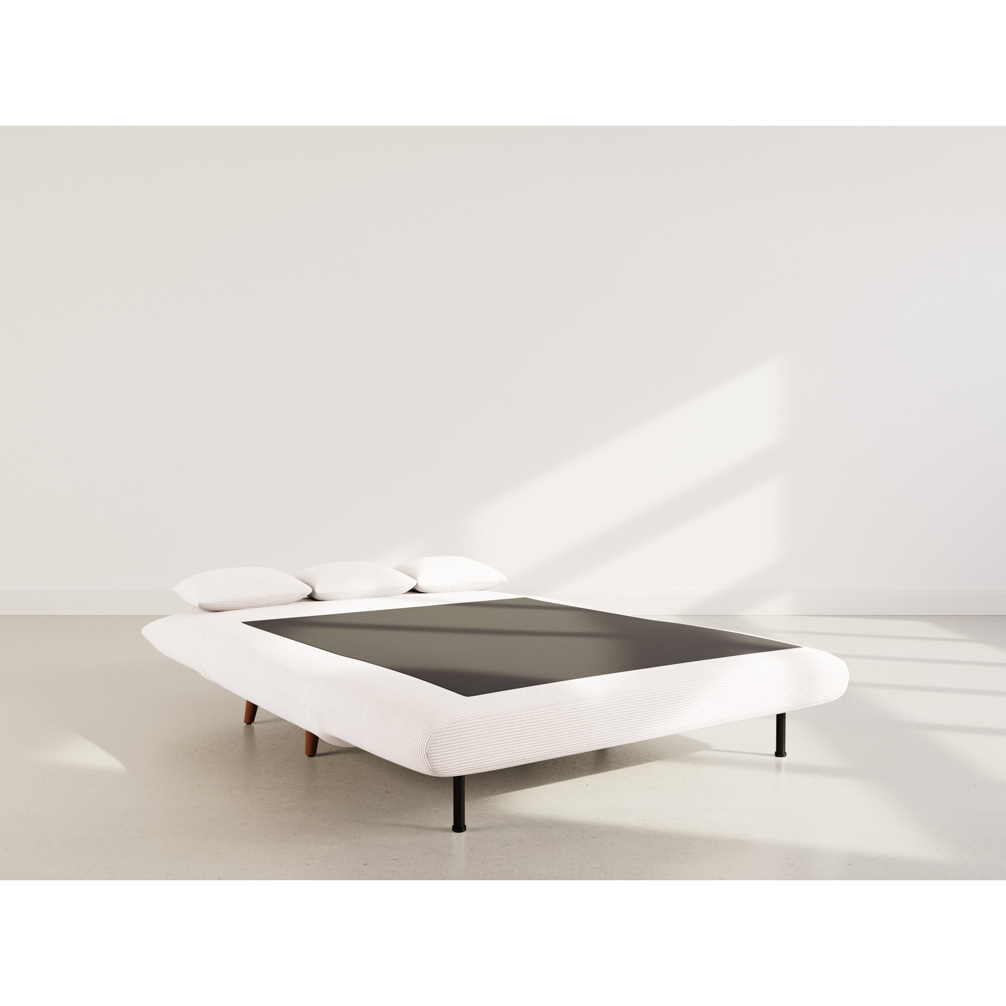 Lumi - Banquette convertible clic-clac 2 places en velours côtelé - Beige