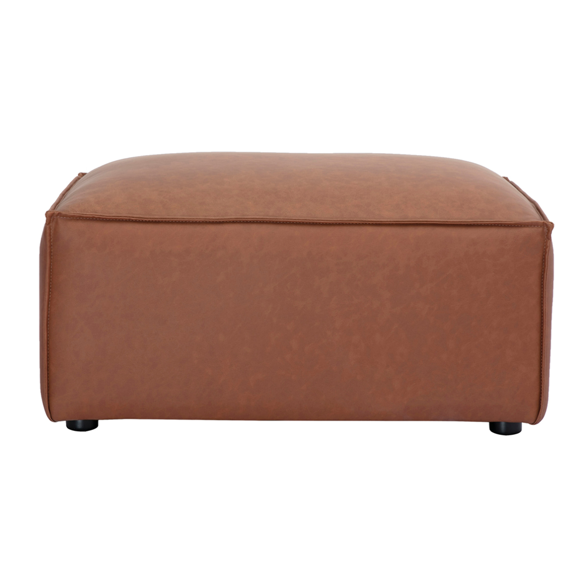 Pouf repose pieds en cuir marron SPLIT