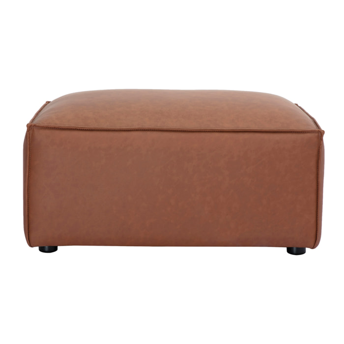 Pouf repose pieds en cuir marron SPLIT