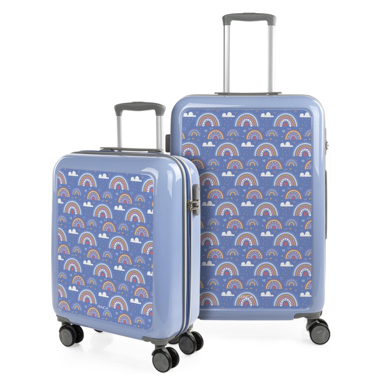 Juego De Maletas Pc Itaca Base Azul Azul Arcoiris