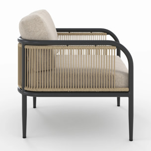 Fauteuil de jardin en acier et tissu beige - Wilo