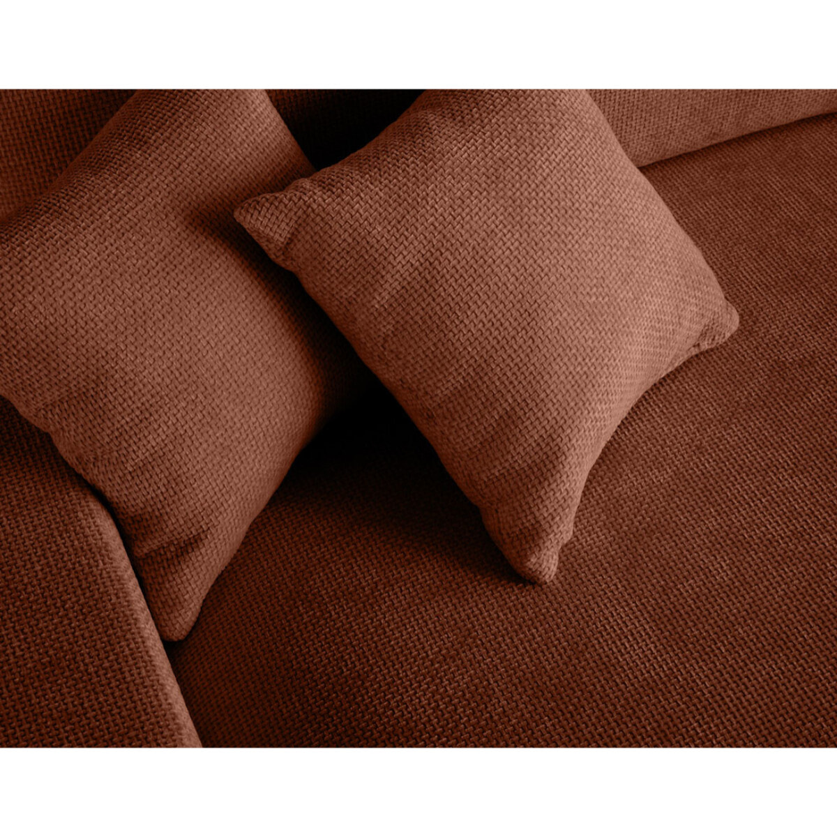 Pivoine - canapé droit 3 places - convertible avec coffre - en velours texturé - Terracotta