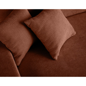 Pivoine - canapé droit 3 places - convertible avec coffre - en velours texturé - Terracotta