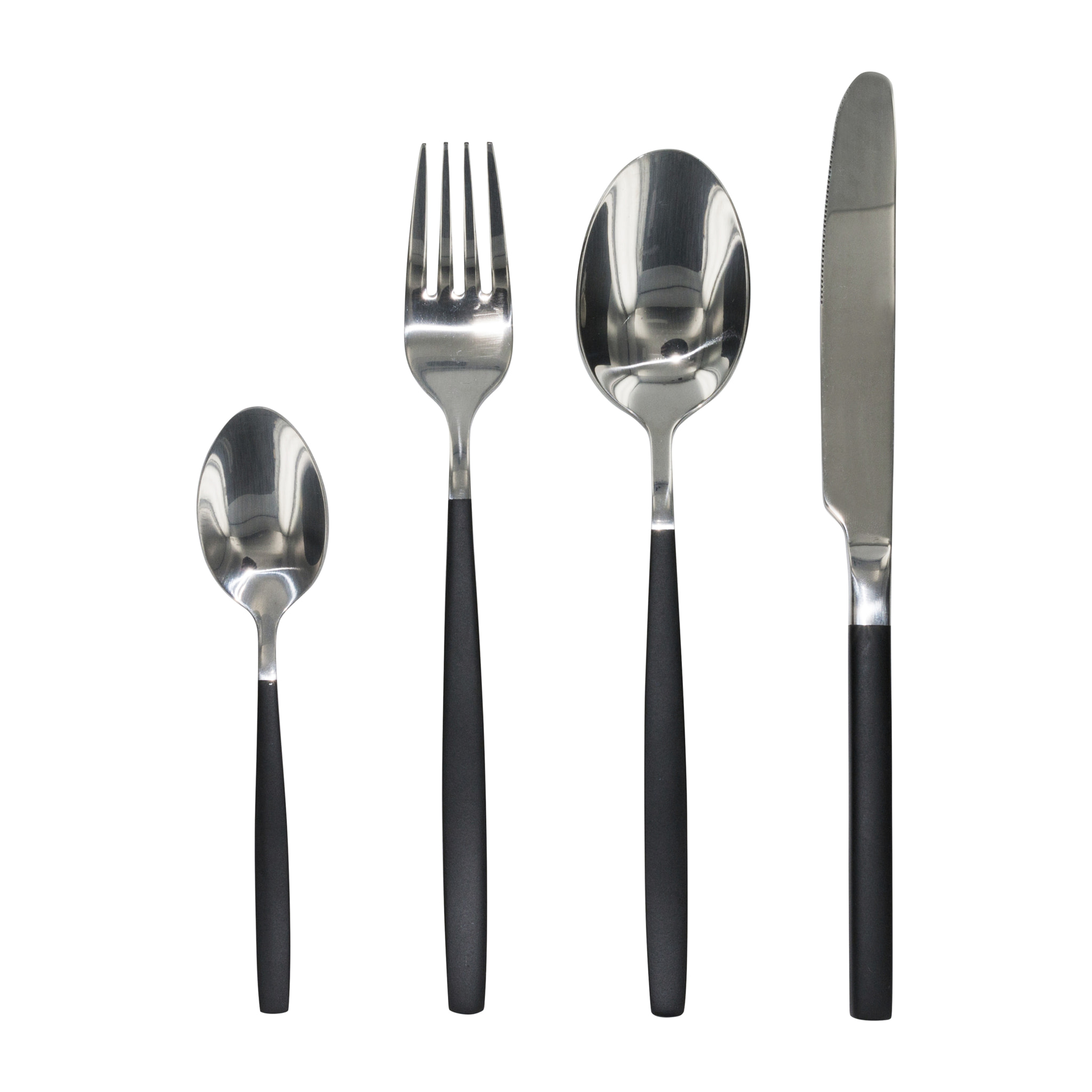 Menagere 16 Pieces Inox Manche Noir