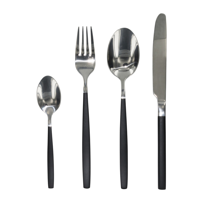 Menagere 16 Pieces Inox Manche Noir