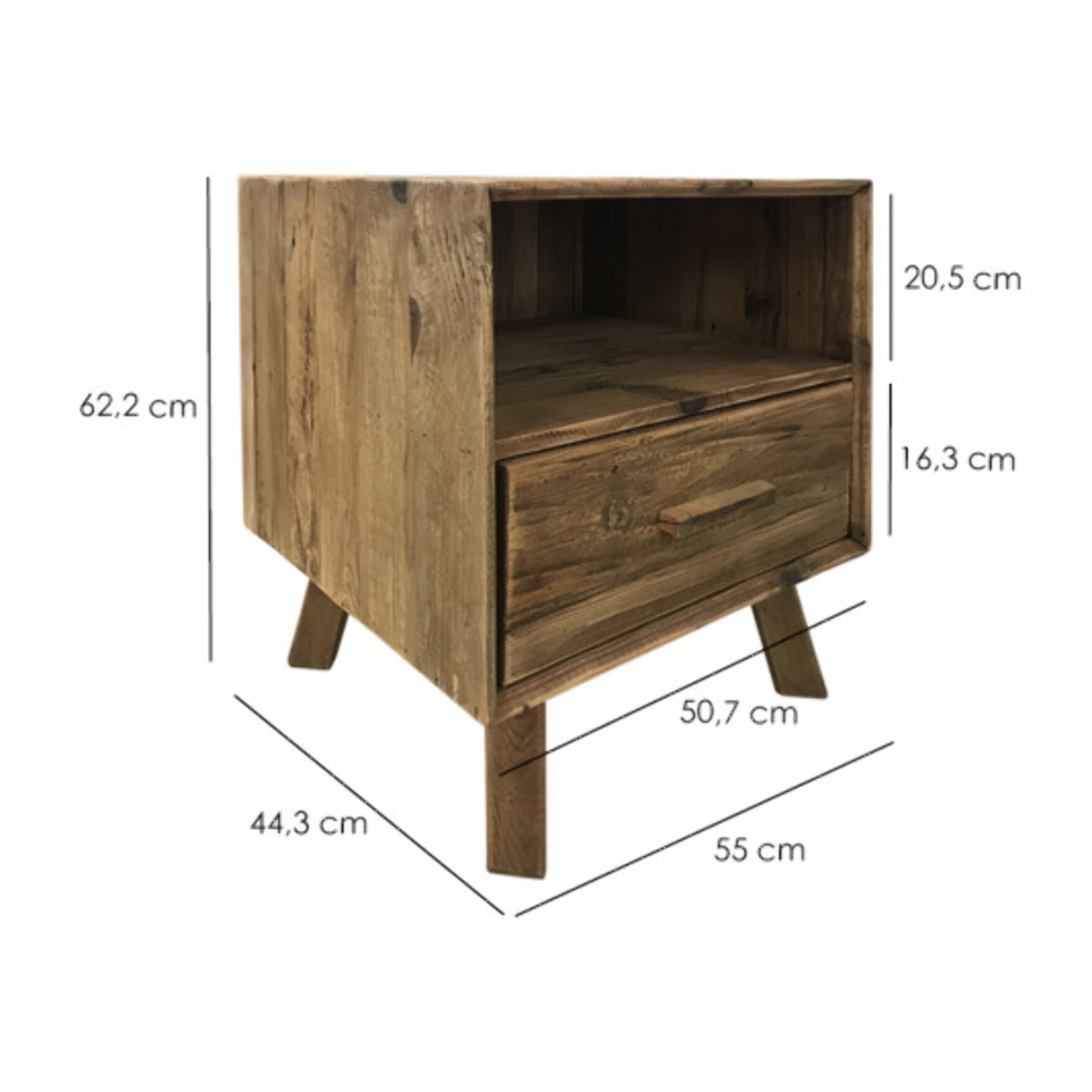 Table de chevet en bois de pin avec rangements - ORIGIN