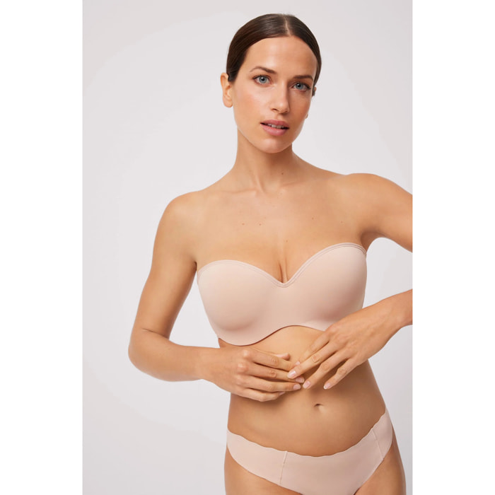Reggiseno senza spalline multiposizione beige, coppe B e C