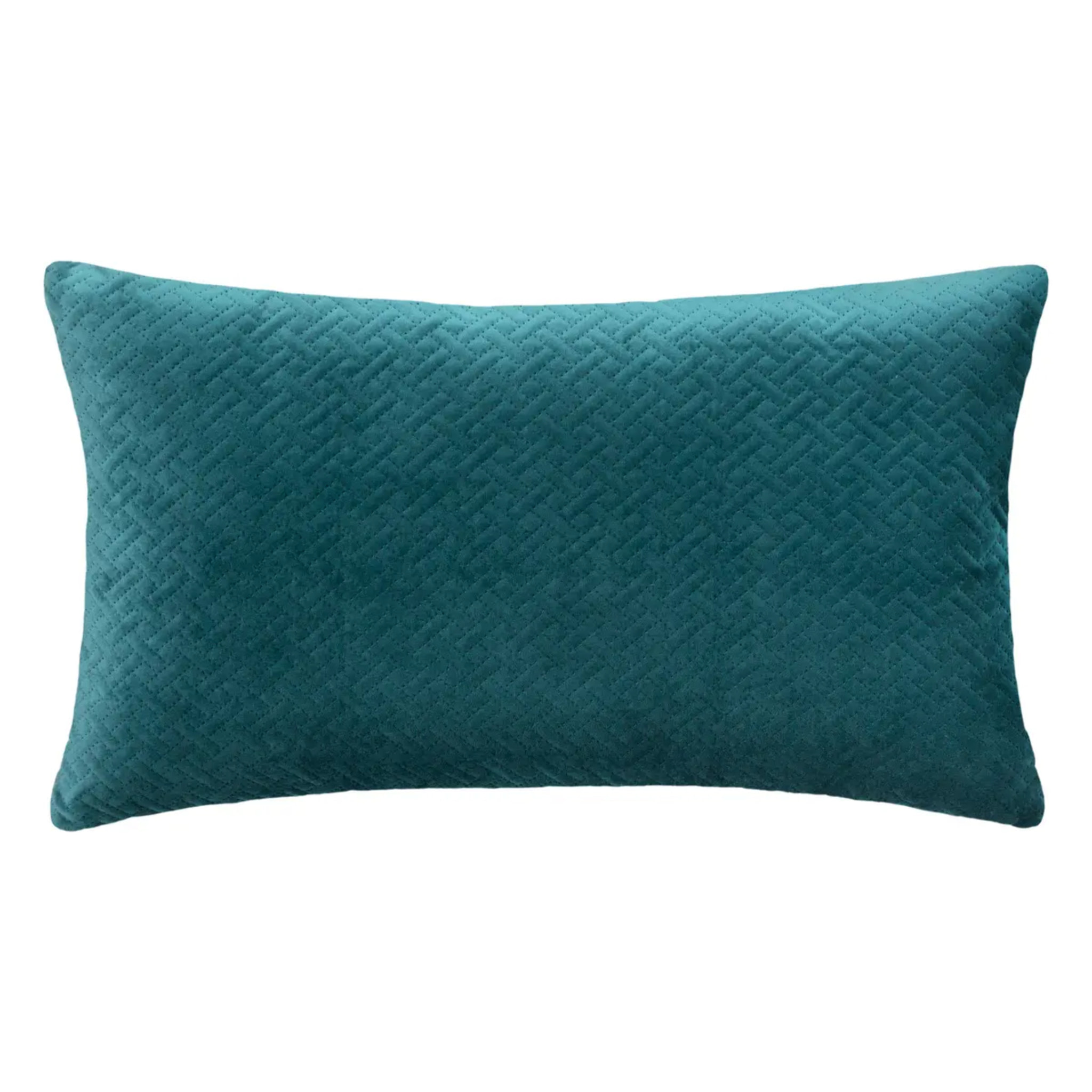 Coussin "Dolce" velours bleu canard 38x58cm