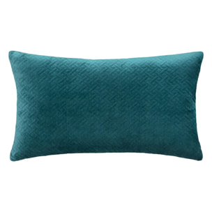 Coussin "Dolce" velours bleu canard 38x58cm