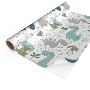Rouleau revêtement adhésif vinyle au mètre - Sticker lavable Cuisine Meuble Armoire Porte - DINOSAURES EN FAMILLE