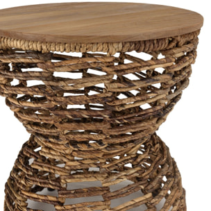 SIXTINE - Tabouret ajouré assise en bois de teck recyclé