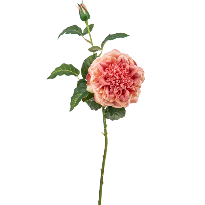 Rosa Con Boccio. Altezza 69 Cm - Pezzi 6 - 12X69X7cm - Colore: Arancio - Bianchi Dino - Fiori Artificiali