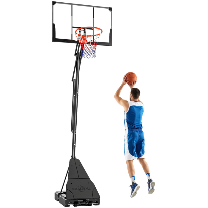 Canasta de Baloncesto Exterior, Altura Ajustable 245-305 cm, Canasta de Baloncesto Portátil con Ruedas, Base Rellenable, Tablero Irrompible y Sistema de Retorno para Adultos y Adolescentes