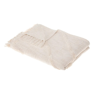 Jeté de lit "Inca" coton tufté blanc ivoire 130x180cm