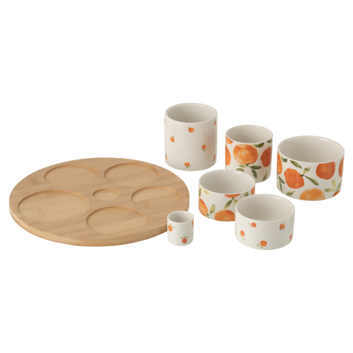 J-Line Plateau apéro Orange - céramique - blanc/orange - large