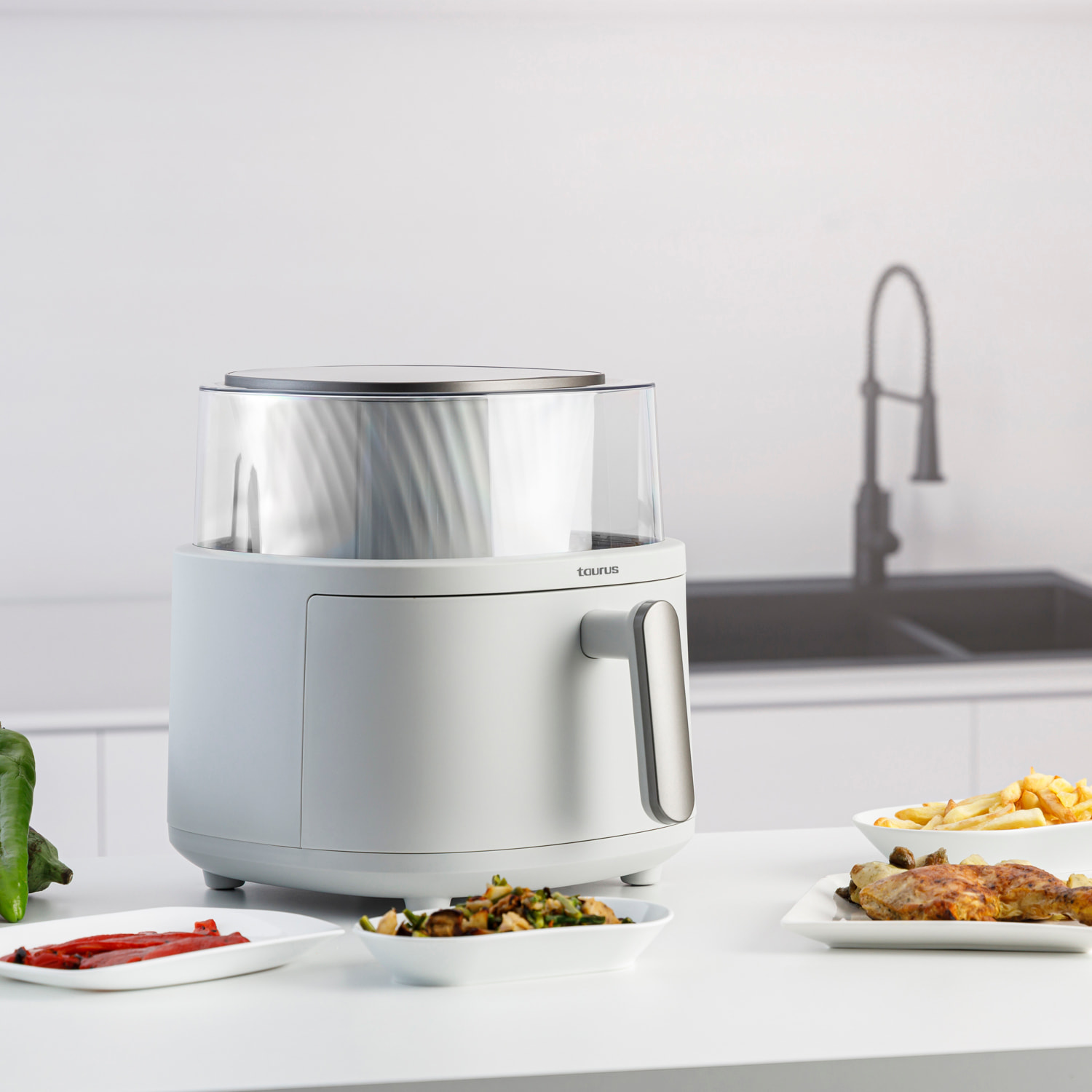 Freidora De Aire Sin Aceite 6L | 1.550W | 10 Menús Predefinidos | Ventana 360º | Auto Remover Function | Temporizador Digital 60' | Air Fryer Con Temperatura Ajustable - Taurus