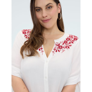 Fiorella Rubino - Blusa con bordados florales - Blanco