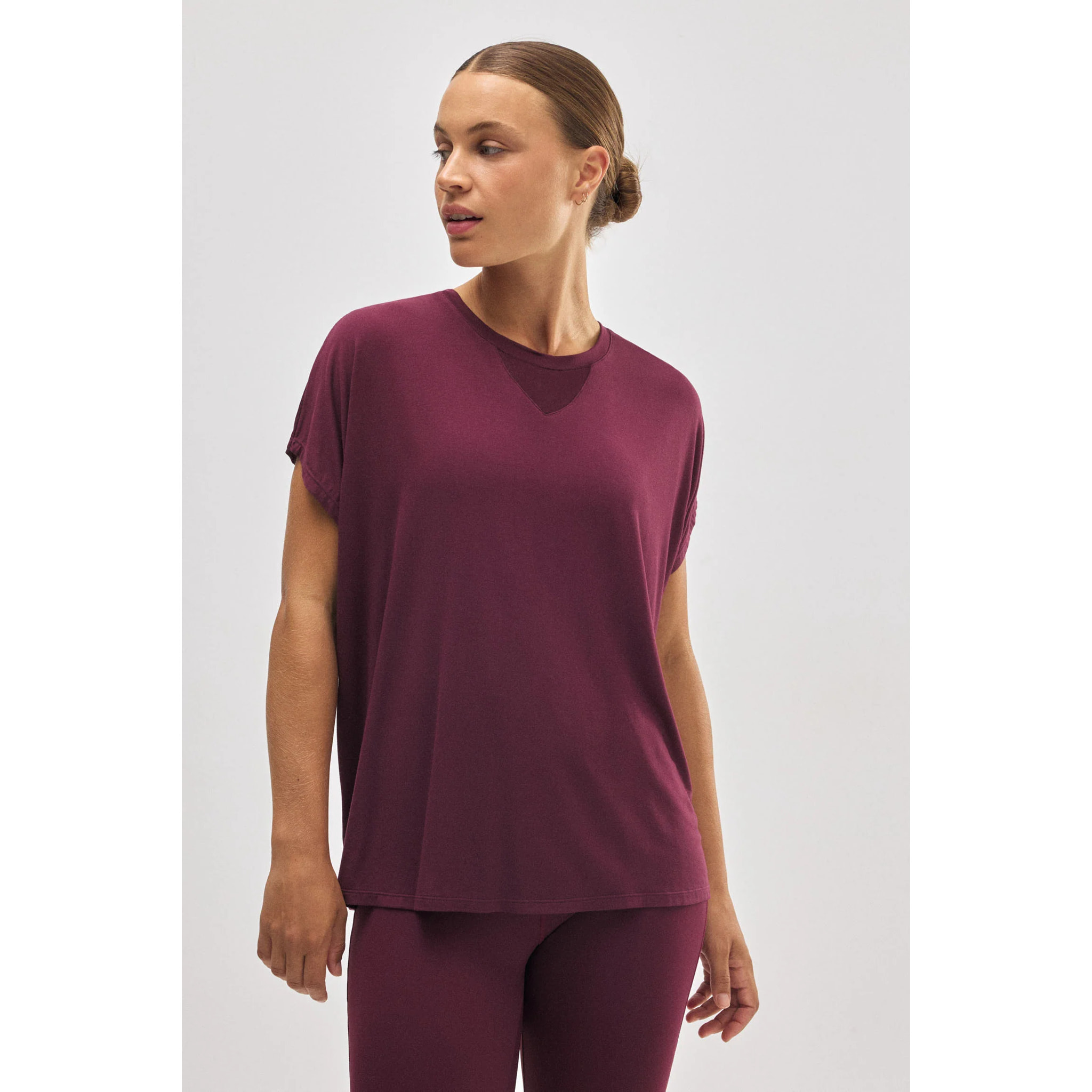 T-shirt sportiva a maniche corte bordeaux