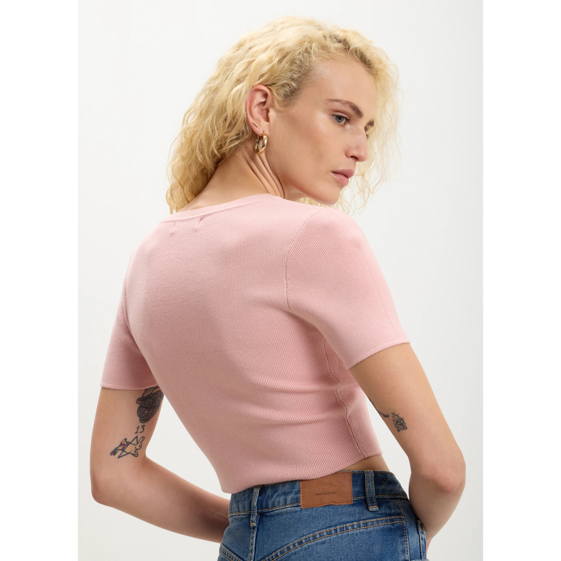 T-shirt crop tinta unita