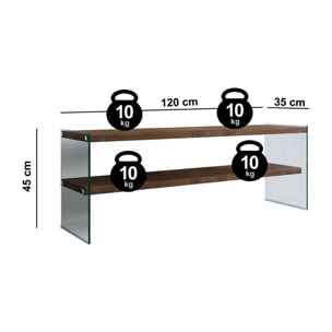 Mobile porta TV Dpianc, Credenza da soggiorno, Armadio basso per TV, Base parete attrezzata, 120x35h45 cm, Noce Scuro