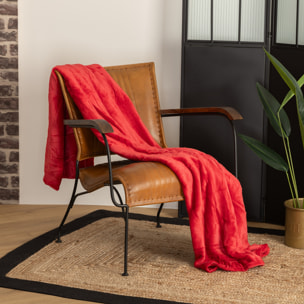 Plaid - flanelle - rouge - 130x180 cm