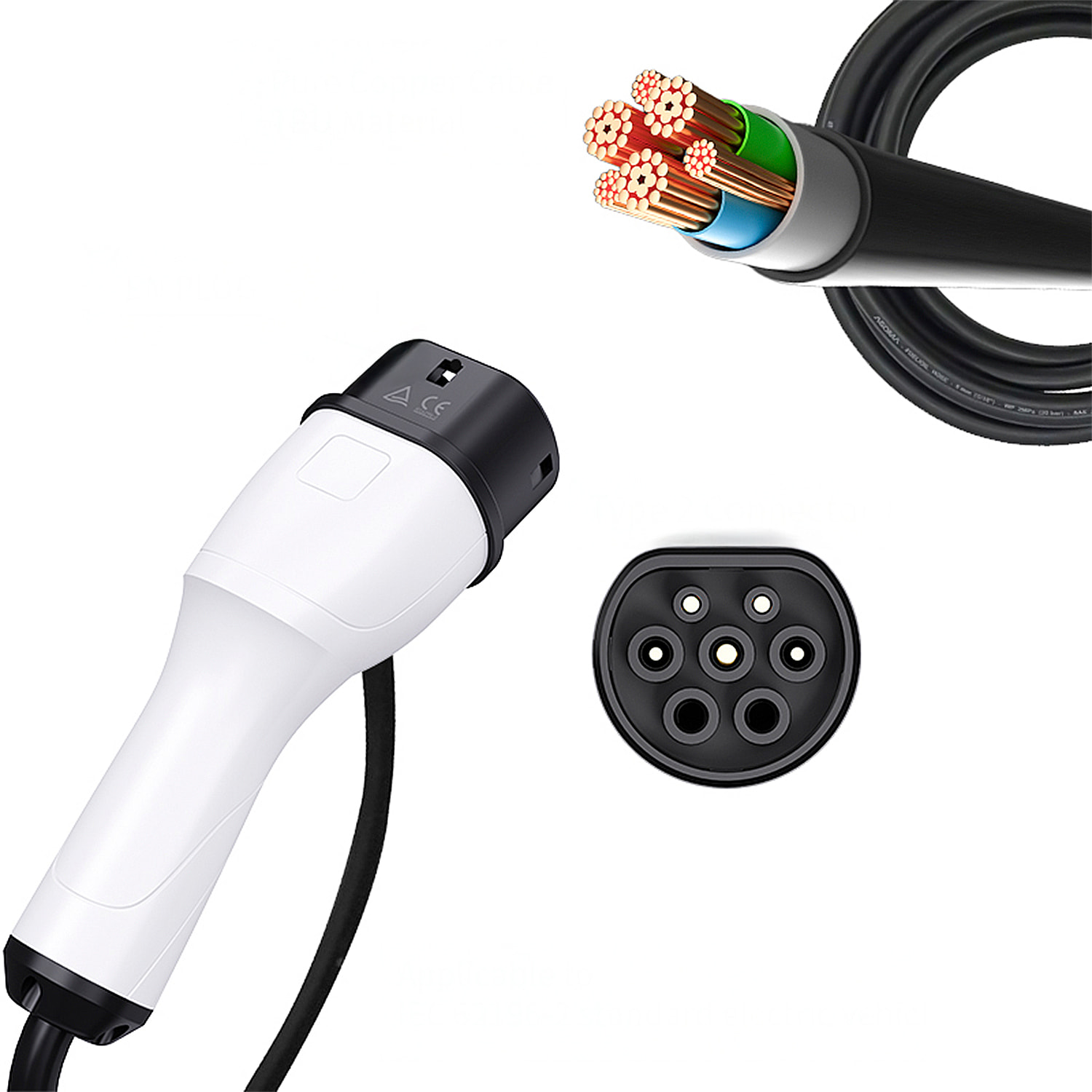 Estación de carga ZD02. Para coches eléctricos de CA para el hogar. Tipo 2, EV y PHEV, con 32A y 7KW.