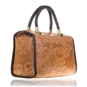 Faenza Borsa tote Donna.Pelle autentica Scamosciata Incisa Fiori