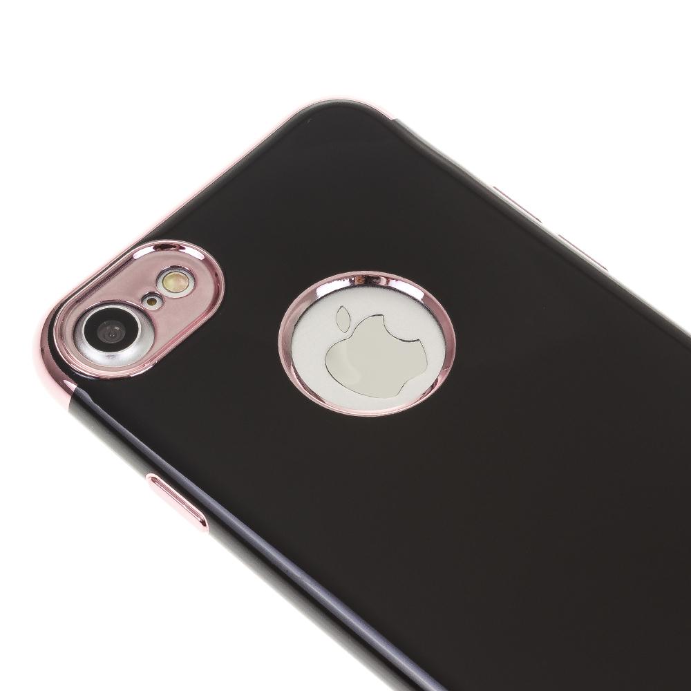 CARCASA EN NEGRO BRILLANTE CON BORDES METALIZADOS PARA IPHONE 7