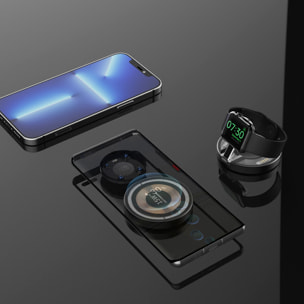 Base di ricarica pieghevole 2 in 1. Base Magsafe da 15 W e caricabatterie per Apple Watch. Funzione supporto.