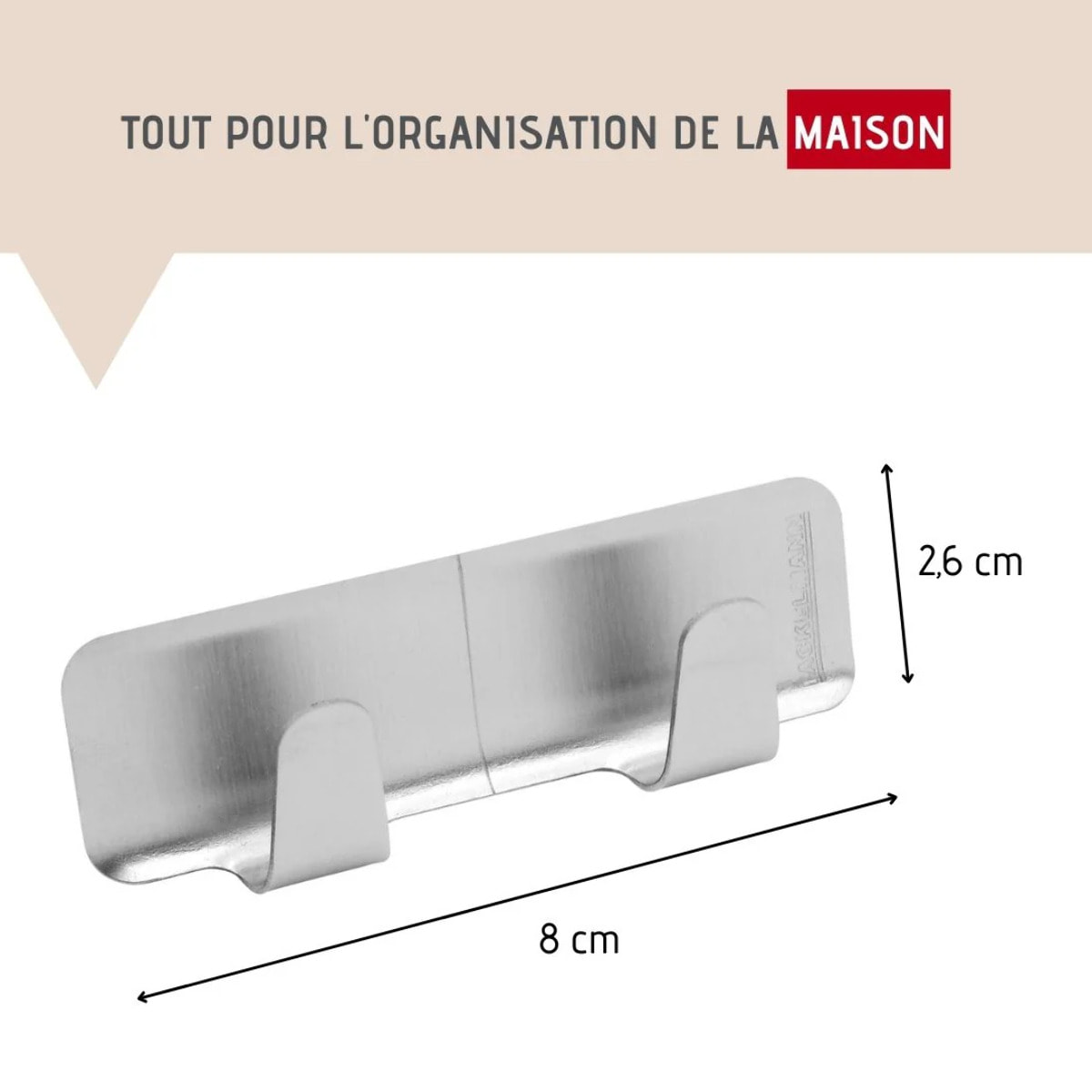 Ensemble de 2 Crochets adhésif mural double rectangulaire Fackelmann Tecno