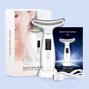 Dispositivo di bellezza 6 in 1 con LED, EMS, ioni, freddo, calore e vibrazione.